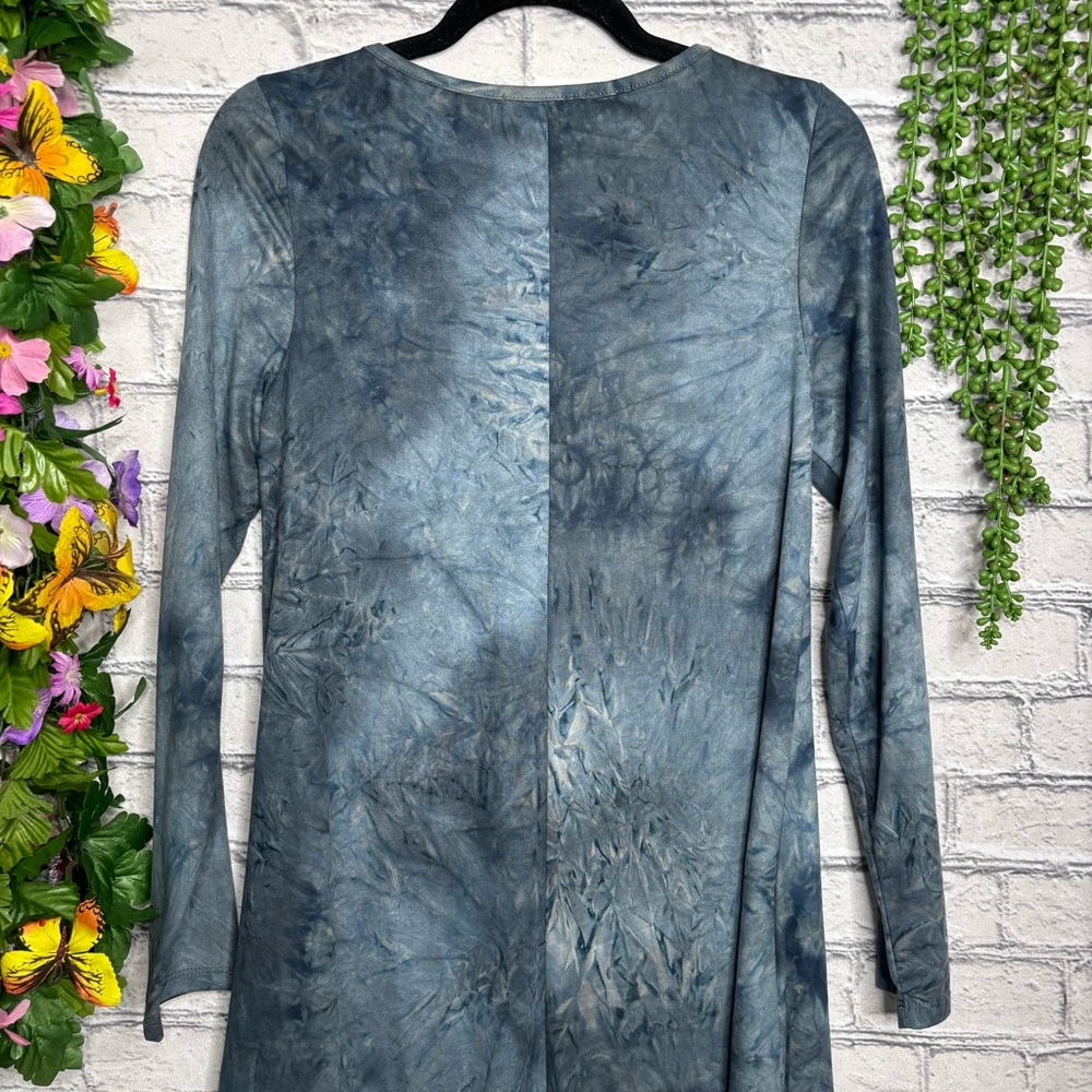 {💙2/$40💙NWOT Entro Long Sleeve Tie Dye Printed Faux Suede Dress Size Small - Picture 13 of 15